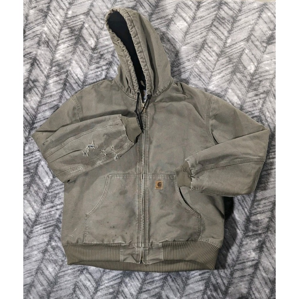 Vtg Carhartt J130 Jacket Duck Canvas Work Thrashed Distressed Travis Scott XL
